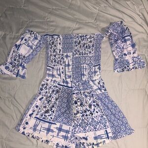 Boho Romper in Blue Pattern